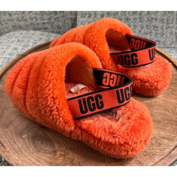 UGG Womens Fluffy Orange Slide Slippers Size 9 /EU 40 - Picture 6 of 9